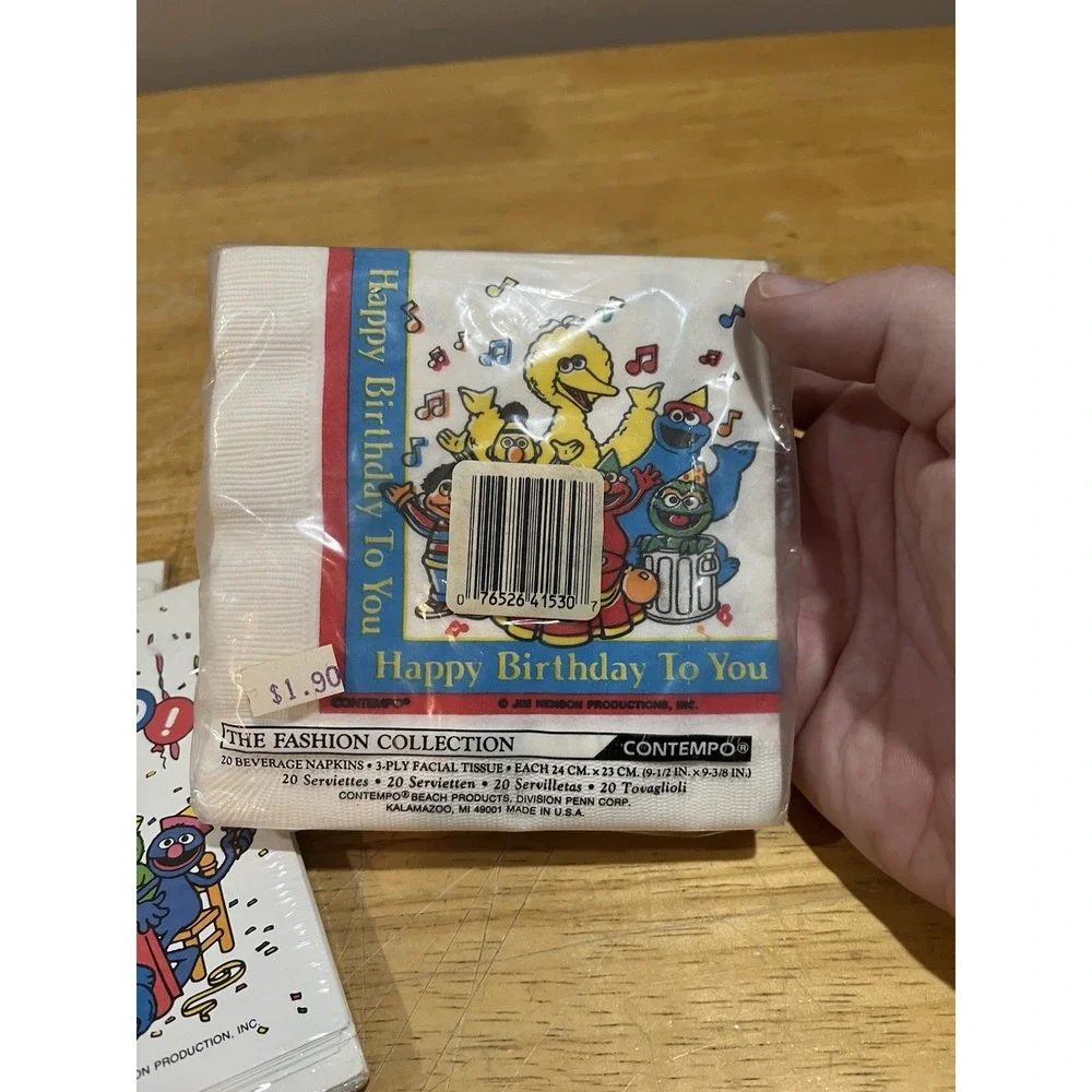 Vtg Sesame Street Birthday Party 16 Invitations Big Bird Ernie Oscar 20‎ Napkins